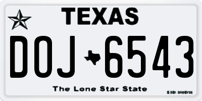 TX license plate DOJ6543