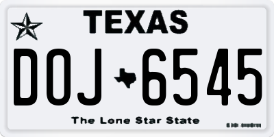 TX license plate DOJ6545