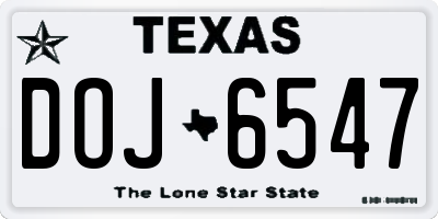 TX license plate DOJ6547