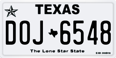 TX license plate DOJ6548
