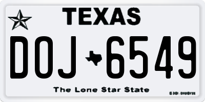 TX license plate DOJ6549