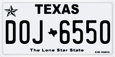 TX license plate DOJ6550