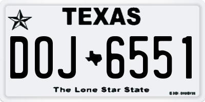 TX license plate DOJ6551