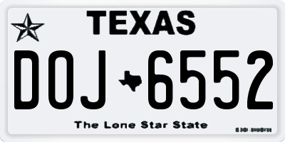 TX license plate DOJ6552