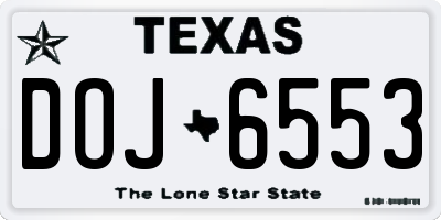 TX license plate DOJ6553
