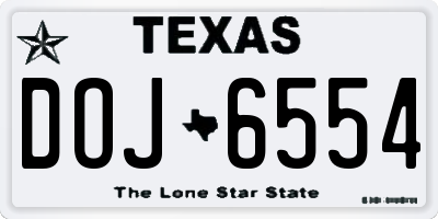 TX license plate DOJ6554