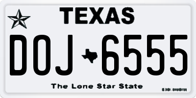 TX license plate DOJ6555