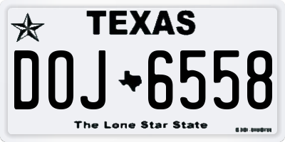 TX license plate DOJ6558