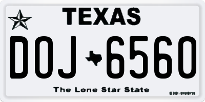 TX license plate DOJ6560