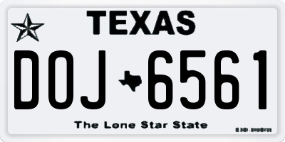 TX license plate DOJ6561