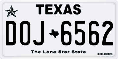 TX license plate DOJ6562