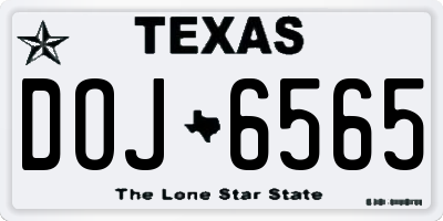 TX license plate DOJ6565