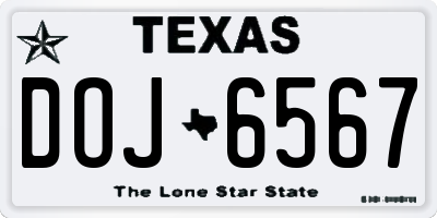 TX license plate DOJ6567