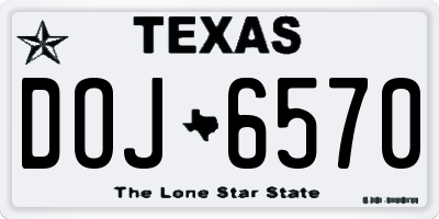 TX license plate DOJ6570