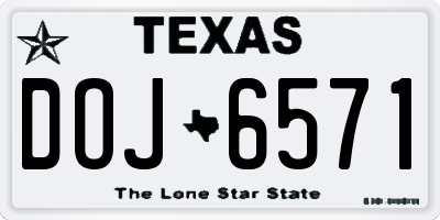 TX license plate DOJ6571