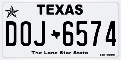 TX license plate DOJ6574
