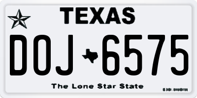 TX license plate DOJ6575