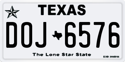 TX license plate DOJ6576