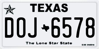 TX license plate DOJ6578