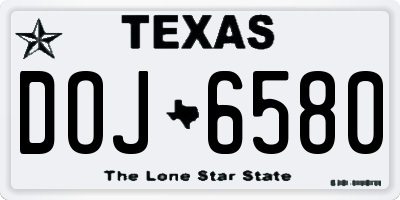 TX license plate DOJ6580
