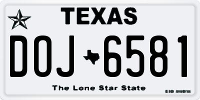 TX license plate DOJ6581
