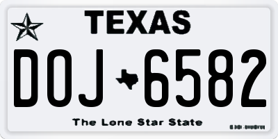 TX license plate DOJ6582