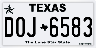 TX license plate DOJ6583