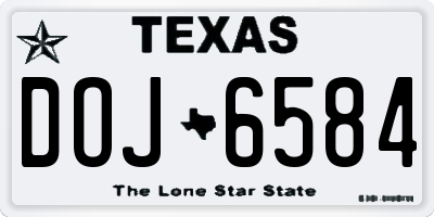 TX license plate DOJ6584