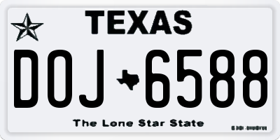 TX license plate DOJ6588