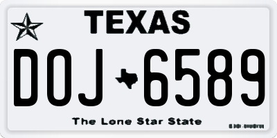 TX license plate DOJ6589