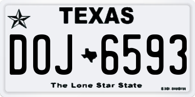 TX license plate DOJ6593