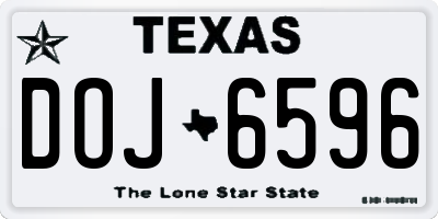 TX license plate DOJ6596