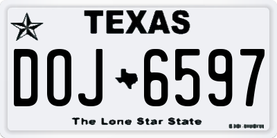 TX license plate DOJ6597