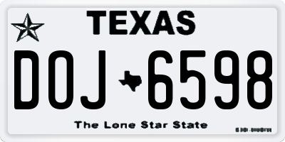 TX license plate DOJ6598