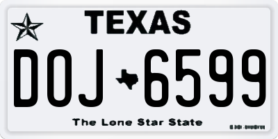 TX license plate DOJ6599
