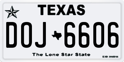 TX license plate DOJ6606