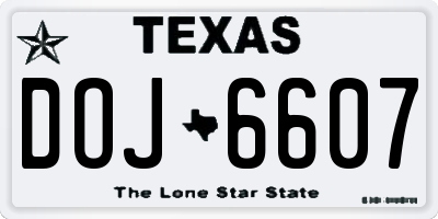 TX license plate DOJ6607