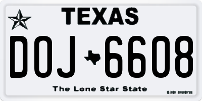 TX license plate DOJ6608