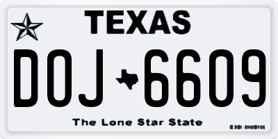 TX license plate DOJ6609