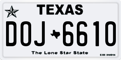 TX license plate DOJ6610
