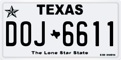 TX license plate DOJ6611