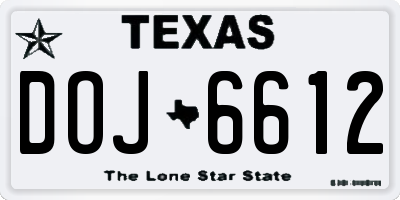 TX license plate DOJ6612