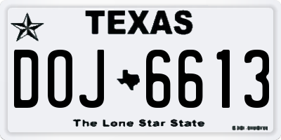 TX license plate DOJ6613