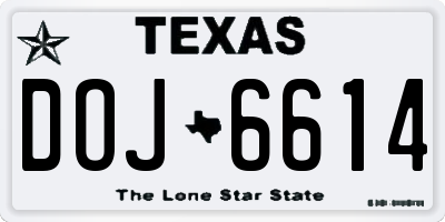 TX license plate DOJ6614