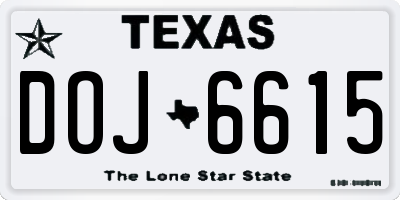 TX license plate DOJ6615