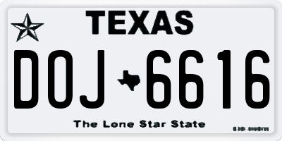 TX license plate DOJ6616
