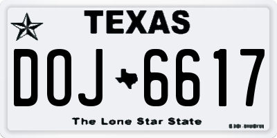 TX license plate DOJ6617
