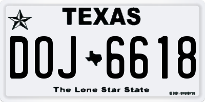 TX license plate DOJ6618