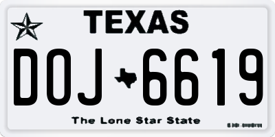TX license plate DOJ6619