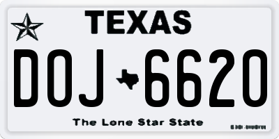 TX license plate DOJ6620